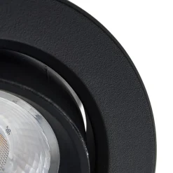 Prios LED indbygningslampe Shima, sort, 9 W, 3000K, dæmpbar