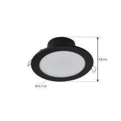 Prios LED indbygningsspot Rida, sort, 14,5 cm, 12 W, CCT