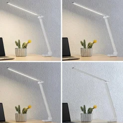 Prios LED-bordlampe Tamarin, højde 40 cm, hvid, dæmpbar