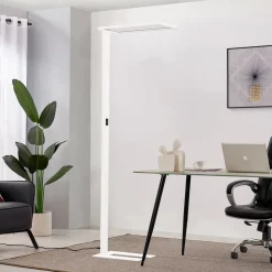 Prios LED-gulvlampe til kontor Taronis, hvid, 195 cm, dæmpbar