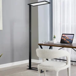 Prios LED-gulvlampe til kontor Taronis, sort, 195 cm, dæmpbar