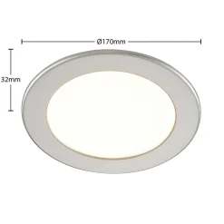 Prios LED-indbygningslampe Cadance, sølv, 17 cm, sæt med 10, CCT