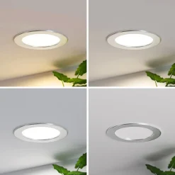 Prios LED-indbygningslampe Cadance, sølv, 17 cm, sæt med 10, CCT