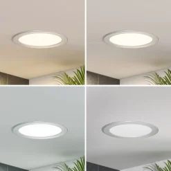 Prios LED-indbygningslampe Cadance, sølv, 22 cm, sæt med 10, CCT