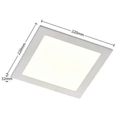 Prios LED-indbygningslampe Helina, sølv, 22 cm, 24 W, dæmpbar