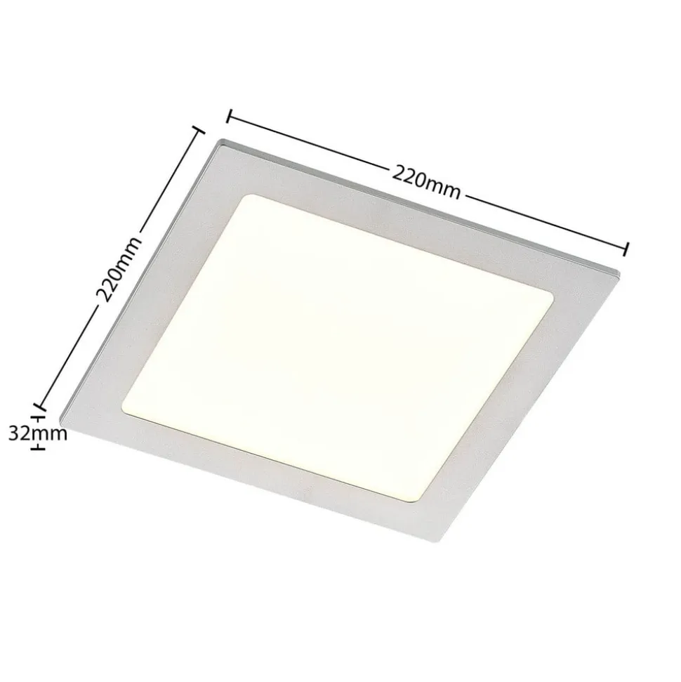 Prios LED-indbygningslampe Helina, sølv, 22 cm, 24 W, dæmpbar