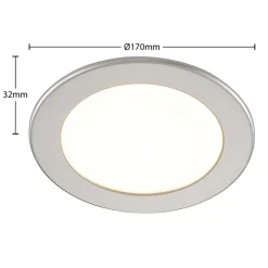 Prios LED-indbygningslampe Cadance, sølv, 17 cm, CCT, IP44