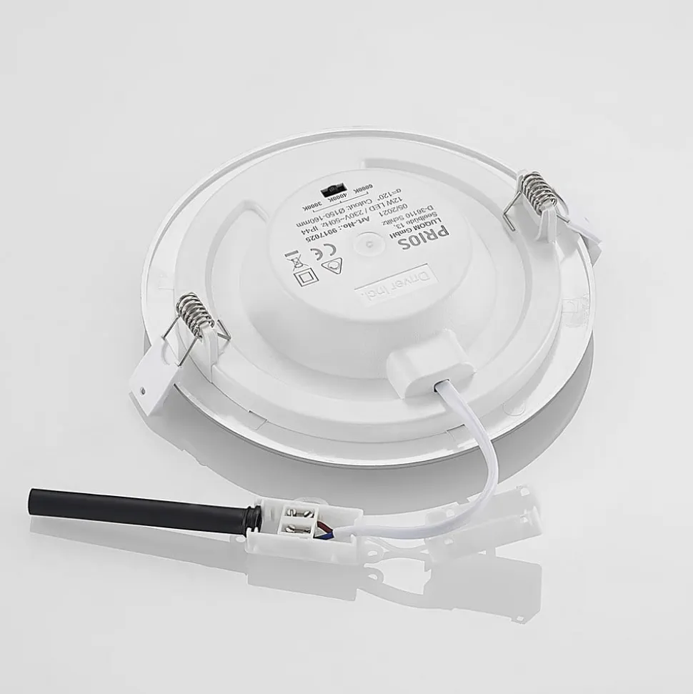Prios LED-indbygningslampe Cadance, sølv, 17 cm, CCT, IP44