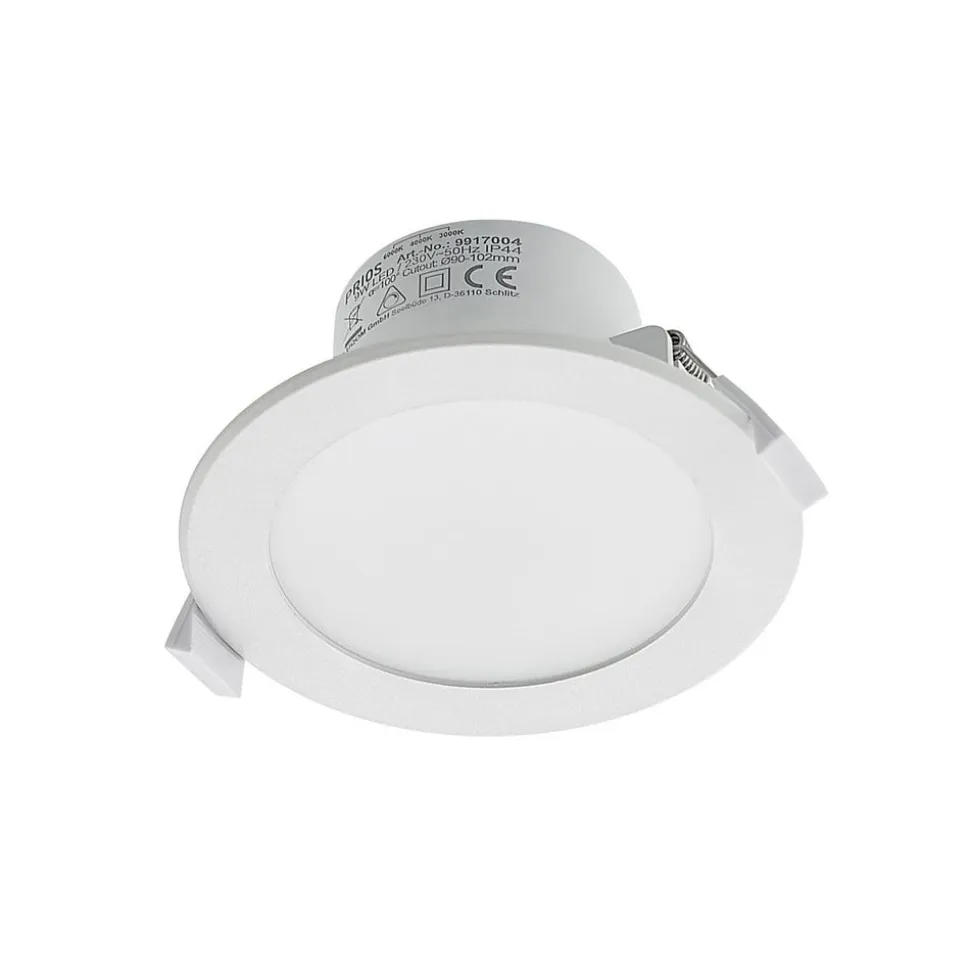 Prios LED-indbygningslampe Rida, sæt med 10, hvid, 12 cm, CCT, IP44
