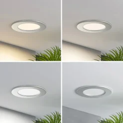 Prios LED-indbygningslampe Cadance, sølv, 12 cm, sæt med 2, CCT