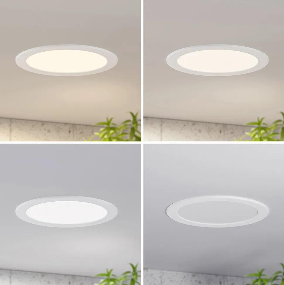 Prios LED-indbygningslampe Cadance, hvid, 24 cm, sæt med 10, CCT