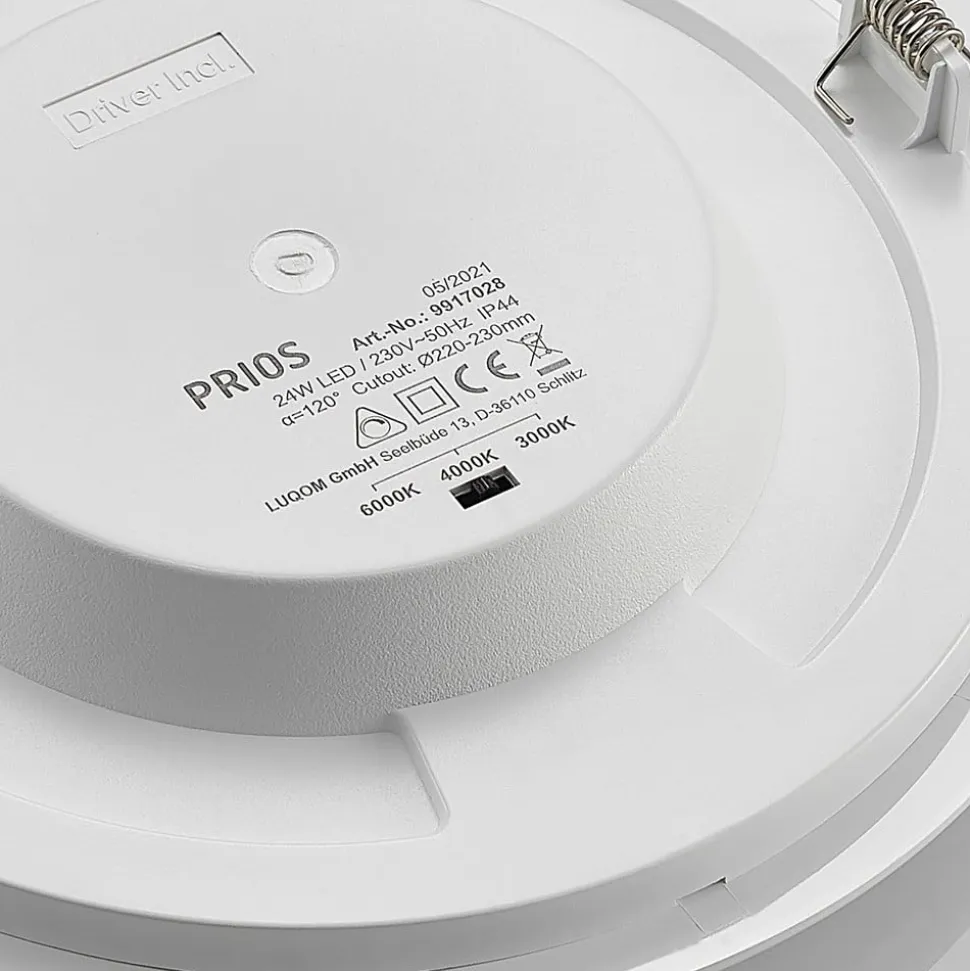 Prios LED-indbygningslampe Cadance, hvid, 24 cm, sæt med 10, CCT