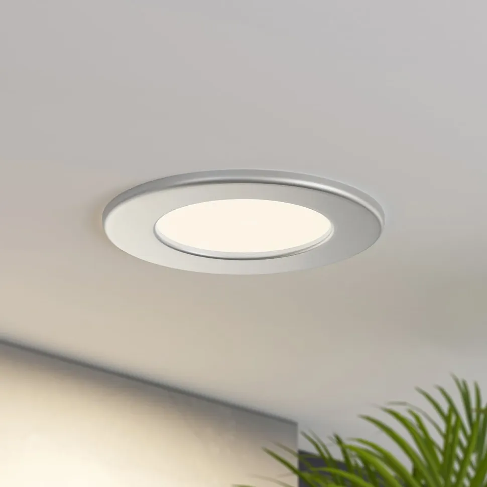Prios LED-indbygningslampe Cadance, sølv, 12 cm, CCT, IP44