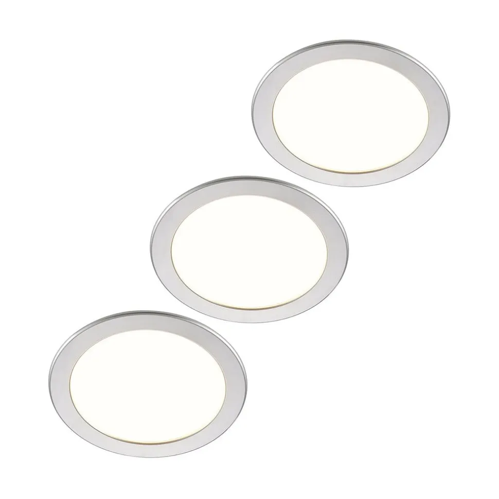 Prios LED-indbygningslampe Cadance, sølv, 22 cm, sæt med 3, CCT