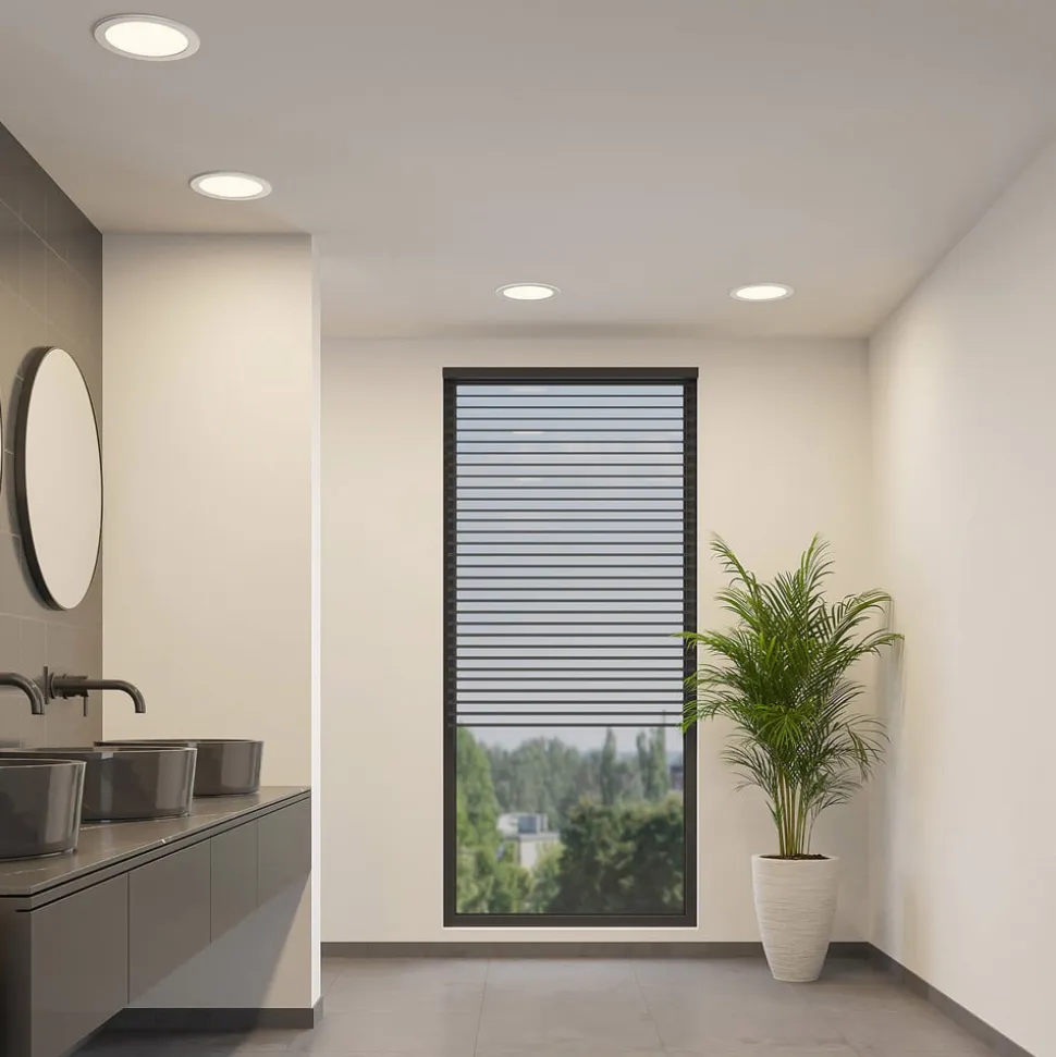 Prios LED-indbygningslampe Cadance, sølv, 22 cm, sæt med 3, CCT
