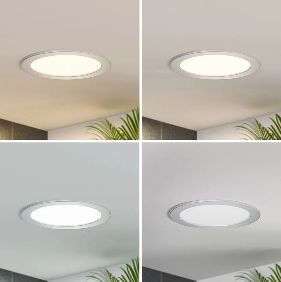 Prios LED-indbygningslampe Cadance, sølv, 22 cm, sæt med 3, CCT