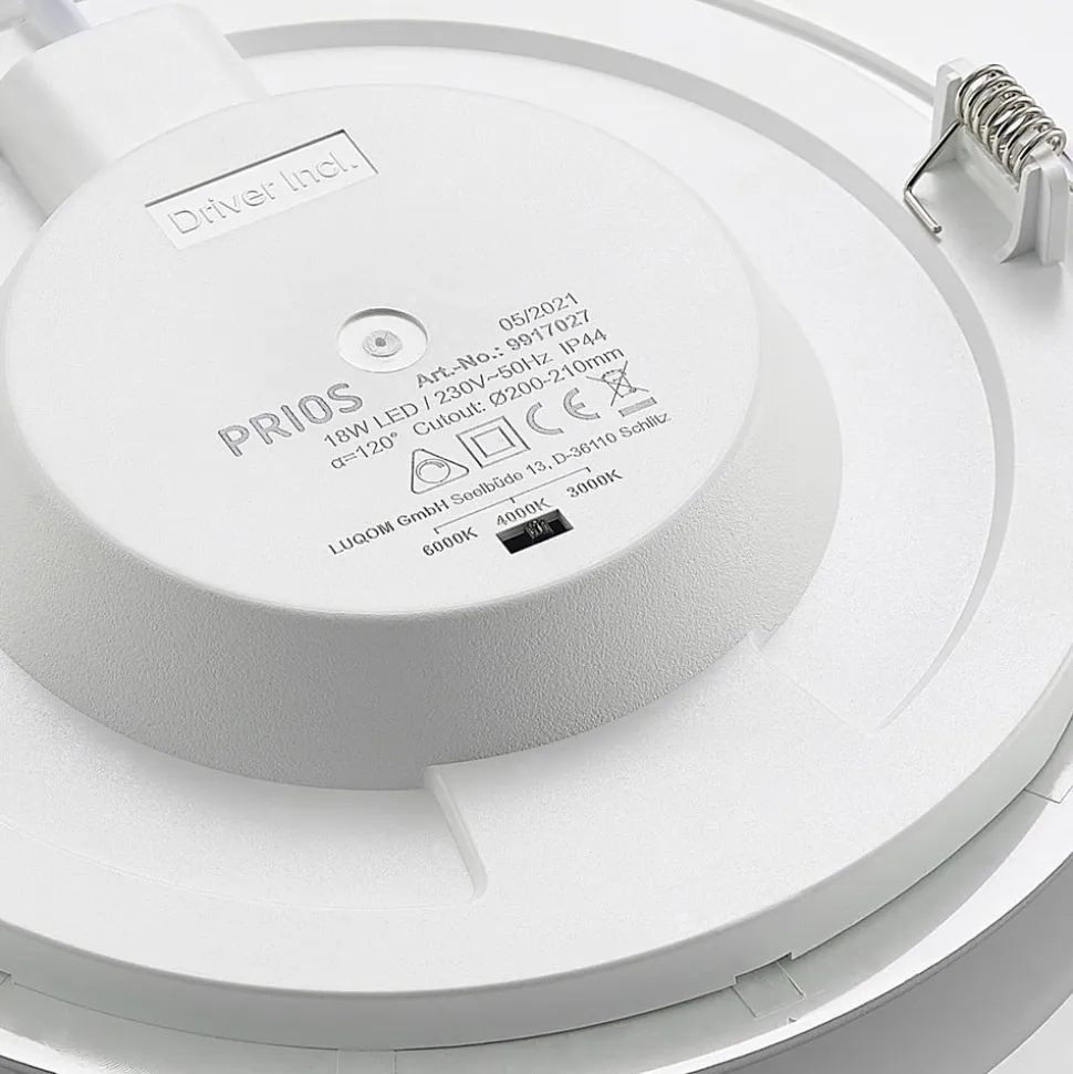 Prios LED-indbygningslampe Cadance, sølv, 22 cm, sæt med 3, CCT