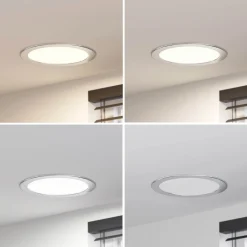 Prios LED-indbygningslampe Cadance, sølv, 24 cm, sæt med 10, CCT