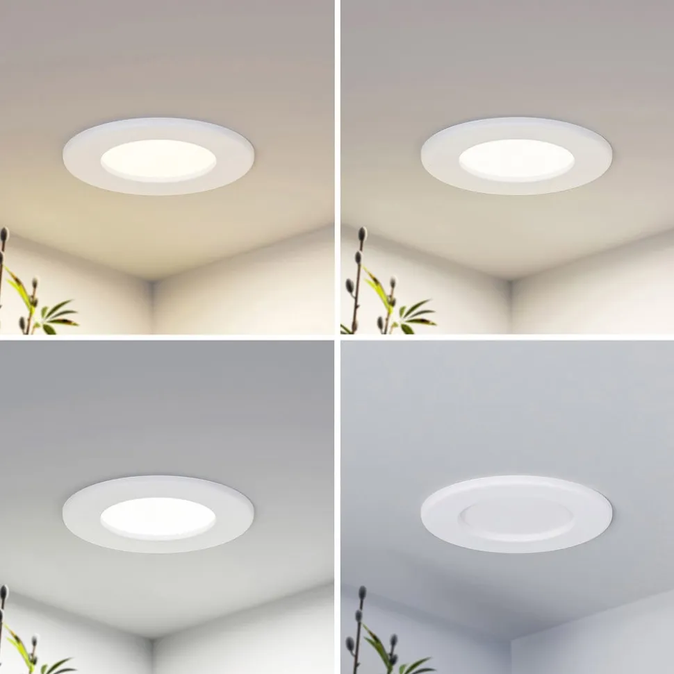 Prios LED-indbygningslampe Cadance, hvid, 12 cm, sæt med 2, CCT