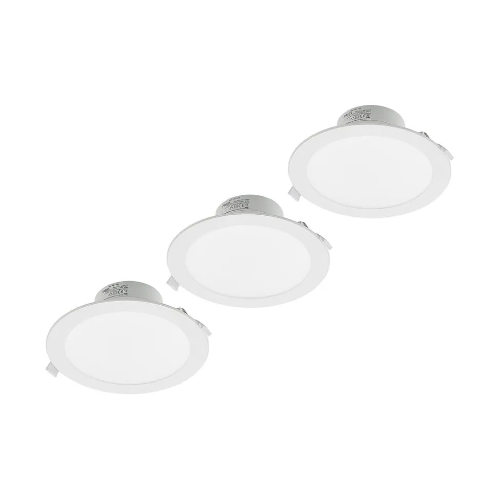 Prios LED-indbygningslampe Rida, 3 enheder, hvid, 23 cm, 25W, CCT, IP44