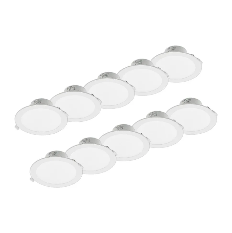 Prios LED-indbygningslampe Rida, 10stk, hvid, 23cm, 25W, CCT, IP44