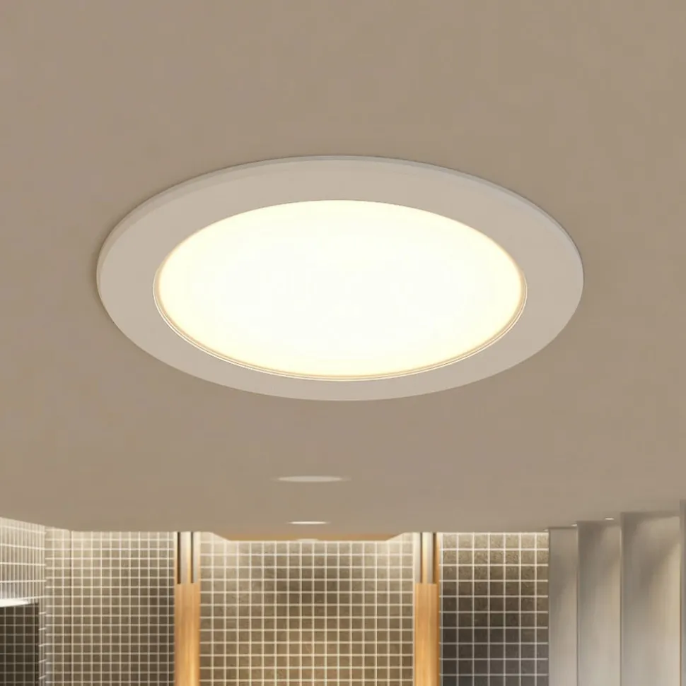 Prios LED-indbygningslampe Rida, 10stk, hvid, 23cm, 25W, CCT, IP44
