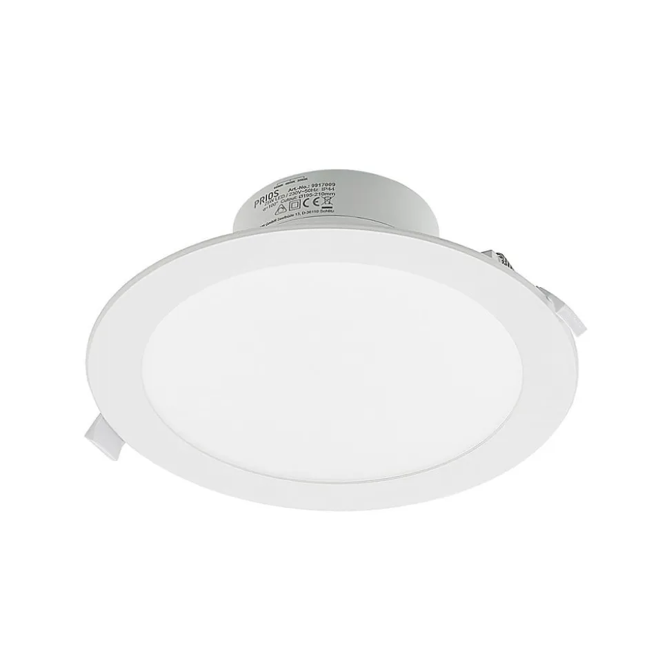 Prios LED-indbygningslampe Rida, 10stk, hvid, 23cm, 25W, CCT, IP44