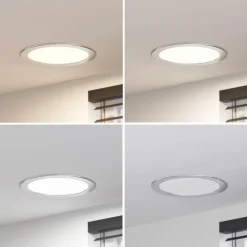 Prios LED-indbygningslampe Cadance, sølv, 24 cm, CCT, IP44