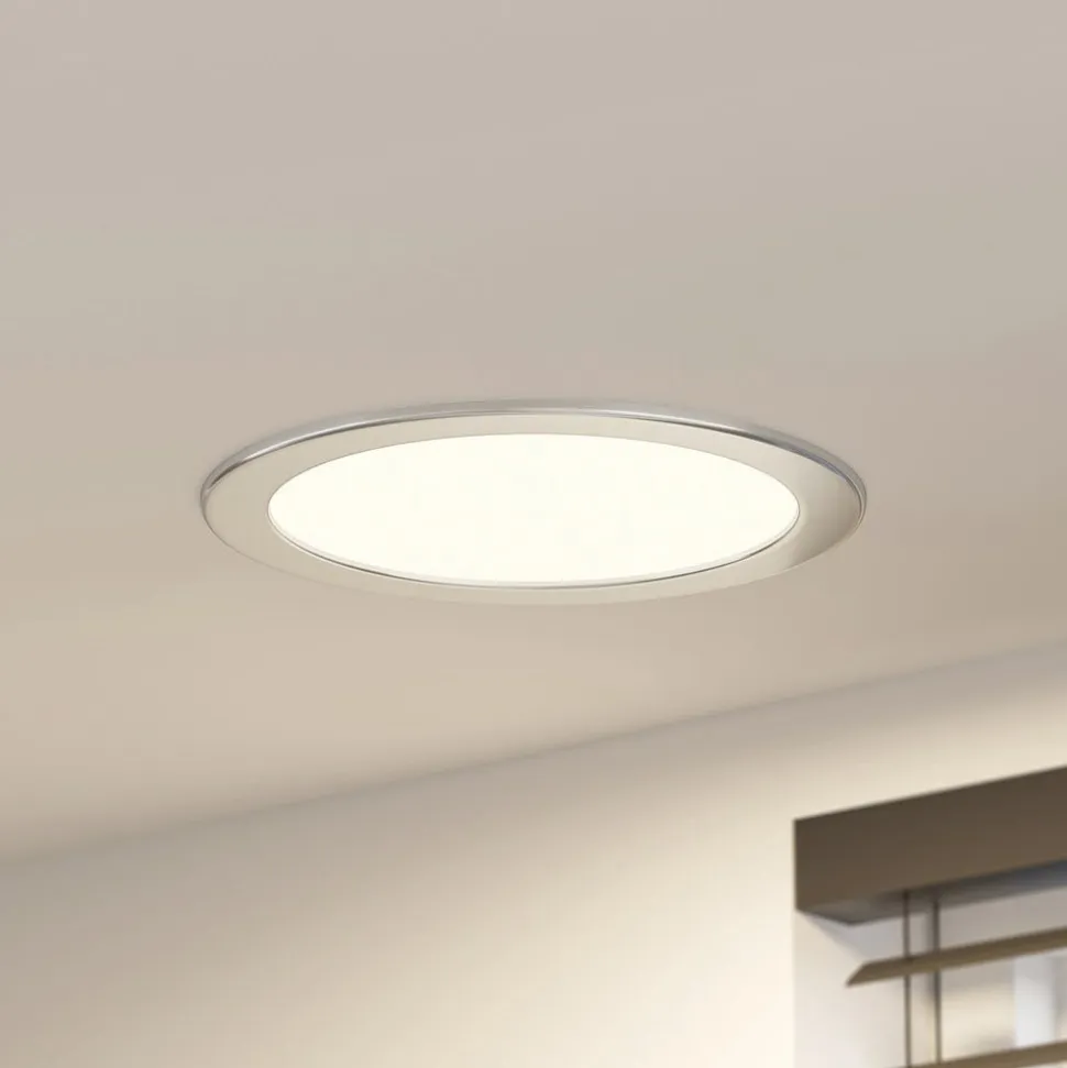 Prios LED-indbygningslampe Cadance, sølv, 24 cm, sæt med 3, CCT