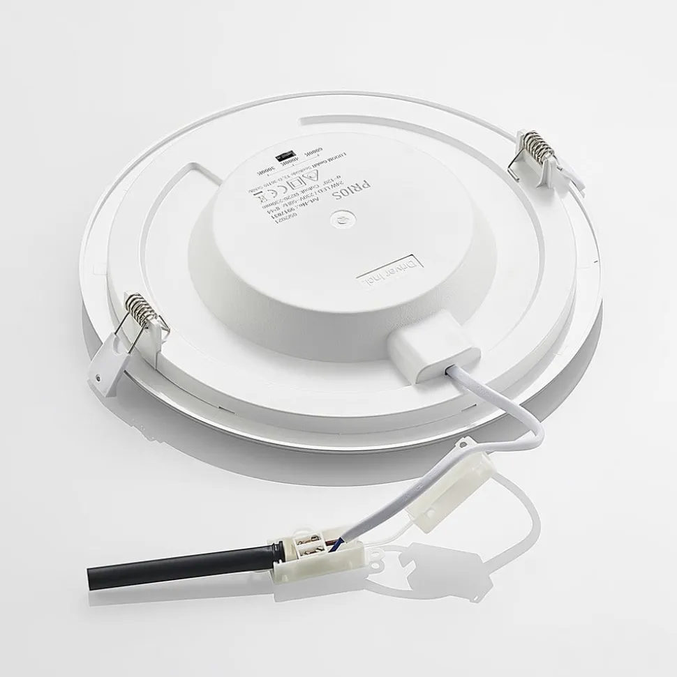 Prios LED-indbygningslampe Cadance, sølv, 24 cm, sæt med 3, CCT