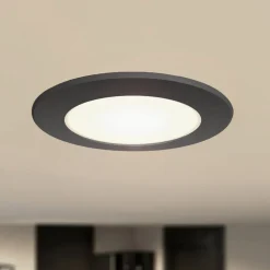 Prios LED-indbygningsspot Rida, sort, Ø 12 cm, CCT, IP44