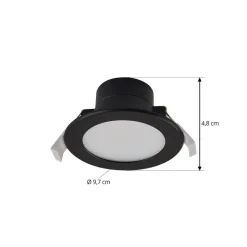 Prios LED-indbygningsspot Rida, sort, Ø 10 cm, CCT, IP44