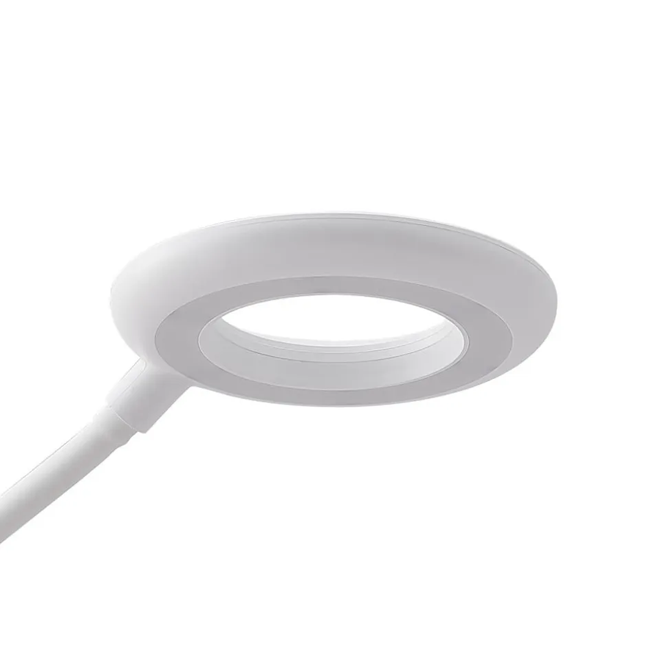 Prios LED-klemmelampe Harumi, hvid, genopladeligt batteri, USB, 51 cm høj