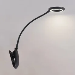 Prios LED-klemmelygte Harumi, sort, genopladeligt batteri, USB, 51 cm