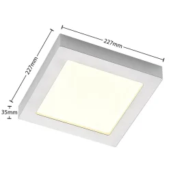 Prios LED-loftlampe Alette, sølv, 22,7 cm, 24W, dæmpbar