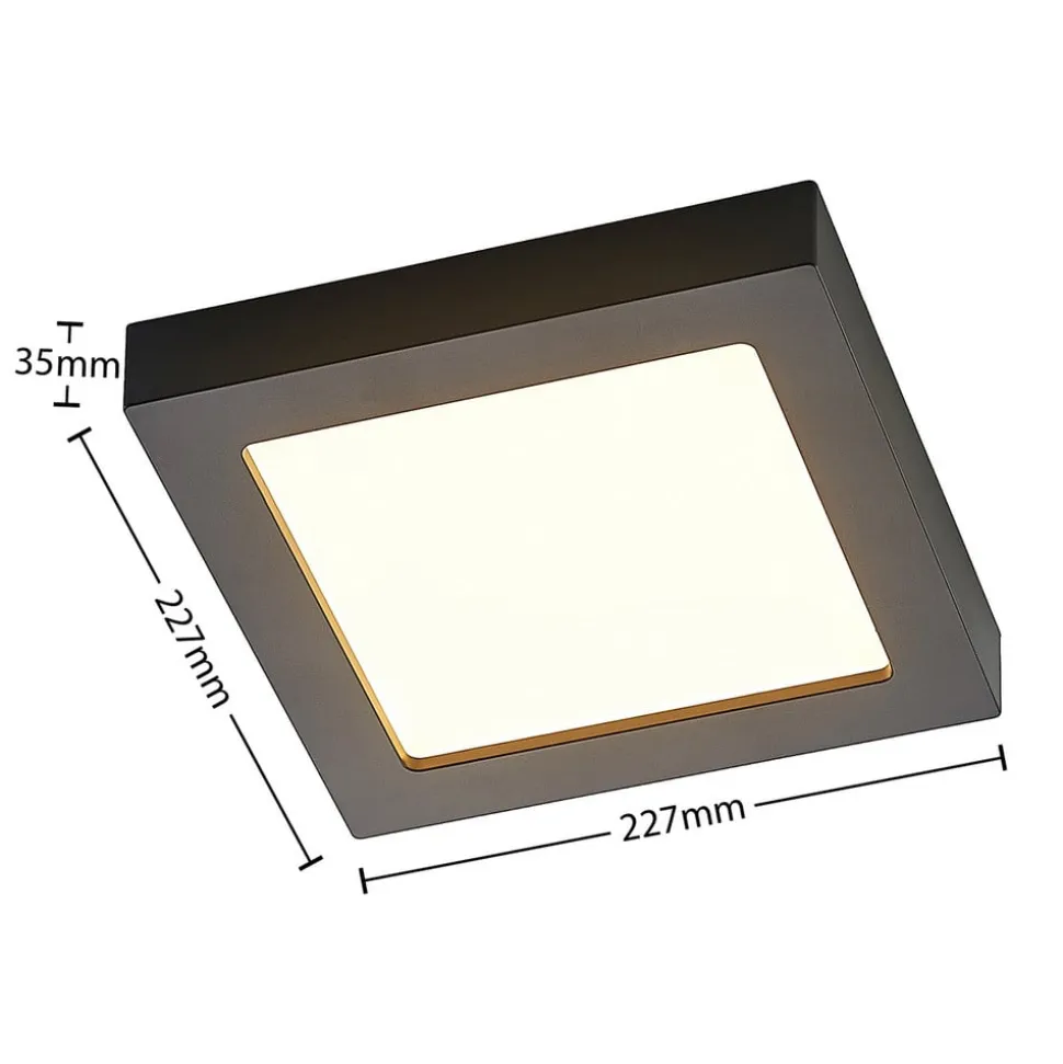 Prios LED-loftlampe Alette, sort, 24 W, CCT, dæmpbar