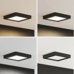 Prios LED-loftlampe Alette, sort, 18 W, CCT, dæmpbar