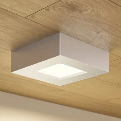 Prios LED-loftlampe Alette, sølv, 12,2 cm, dæmpbar
