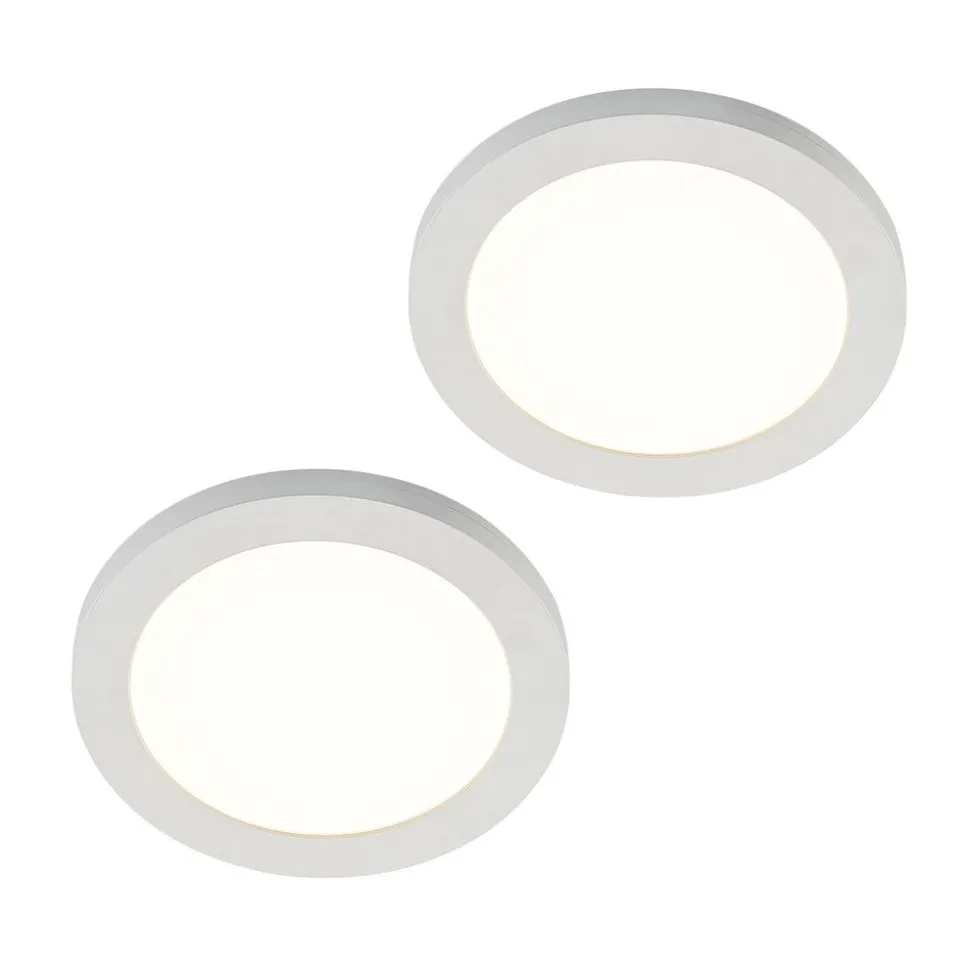 Prios LED-loftlampe Aureka, sæt med 2, sensor, Ø 23 cm, hvid