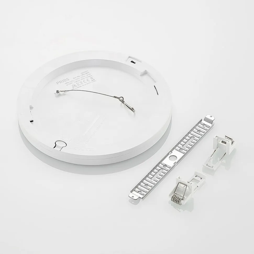 Prios LED-loftlampe Aureka, sæt med 2, sensor, Ø 23 cm, hvid