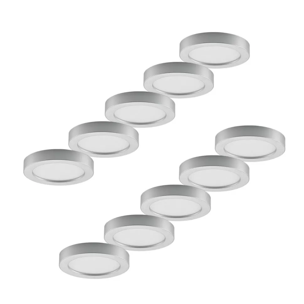Prios LED-loftlampe Edwina, sølv, 23 cm, sæt med 10 stk