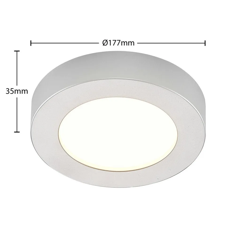 Prios LED-loftlampe Edwina, sølv, 18 cm, sæt med 2 stk