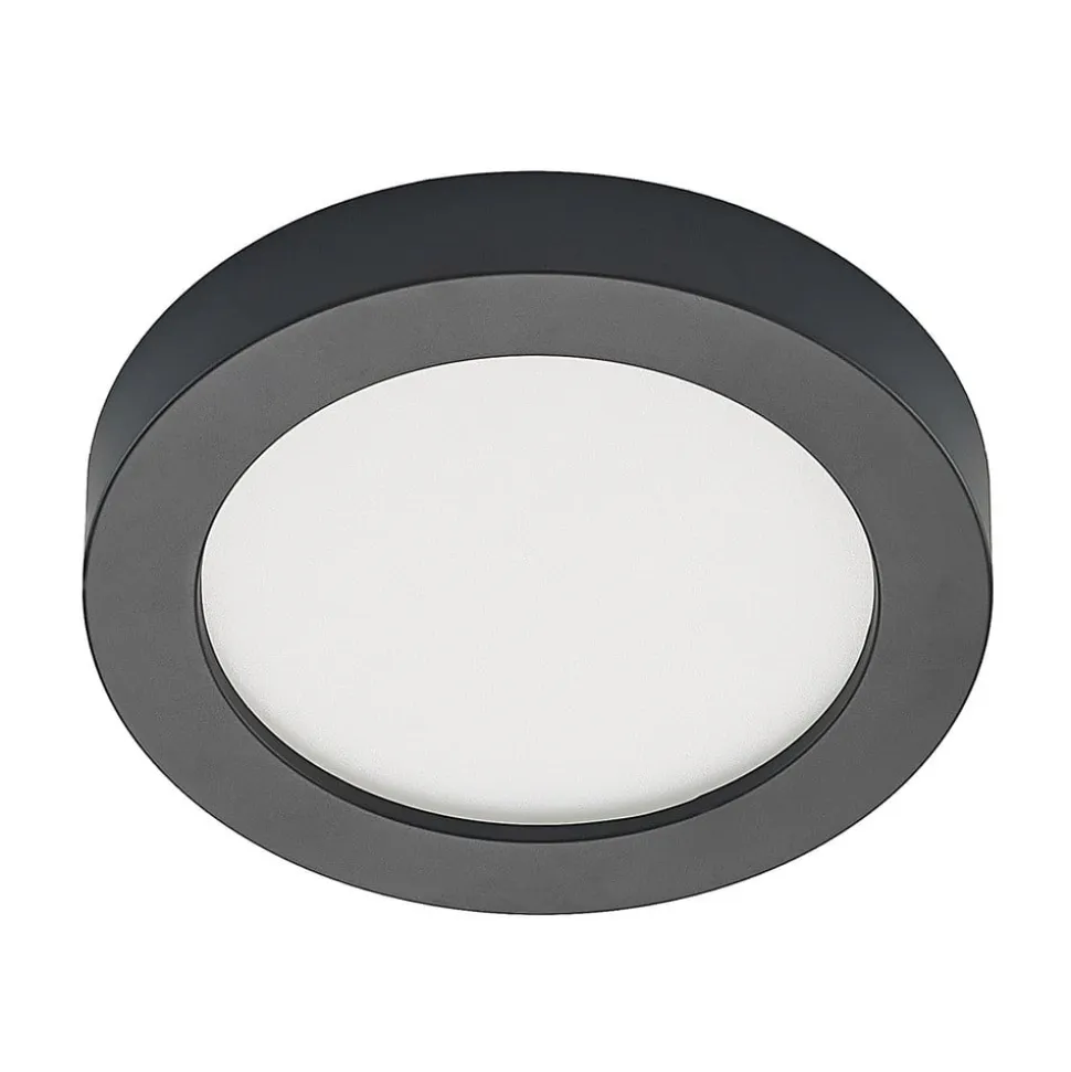 Prios LED-loftlampe Edwina, sort, 23 cm, CCT, IP44