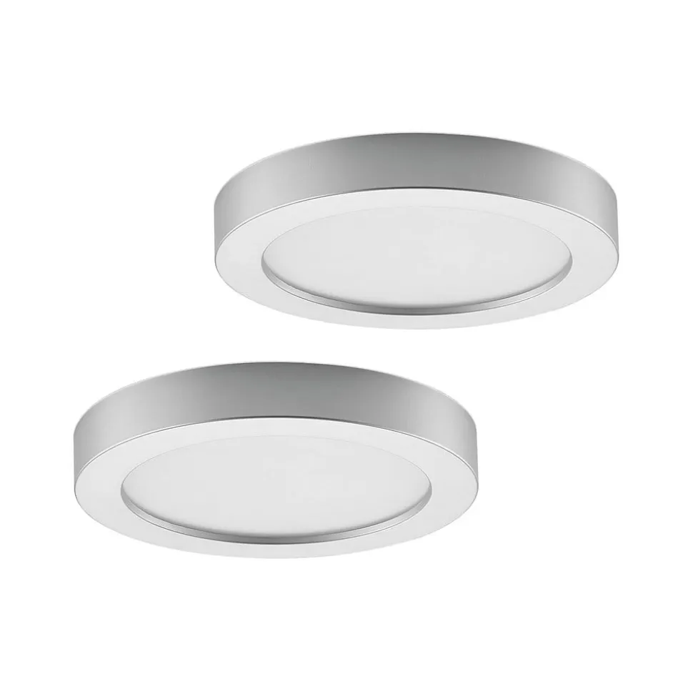 Prios LED-loftlampe Edwina, sølv, 25 cm, sæt med 2 stk