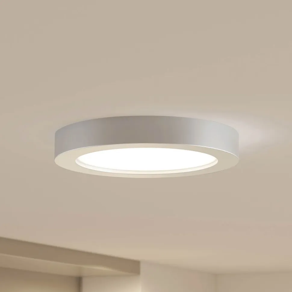 Prios LED-loftlampe Edwina, sølv, 25 cm, sæt med 2 stk