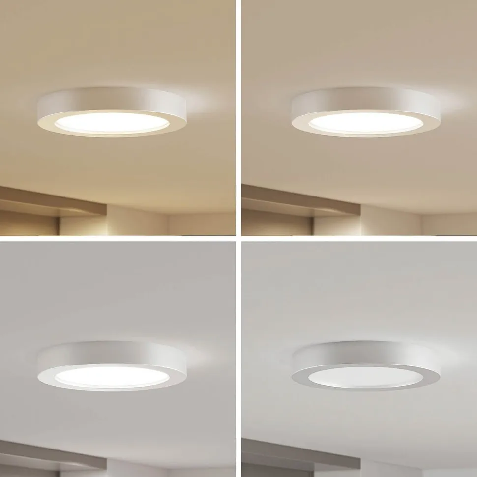 Prios LED-loftlampe Edwina, sølv, 25 cm, sæt med 2 stk
