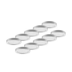Prios LED-loftlampe Edwina, sølv, 25 cm, sæt med 10 stk