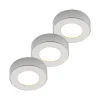 Prios LED-loftlampe Edwina, sølv, 12 cm, sæt med 3 stk