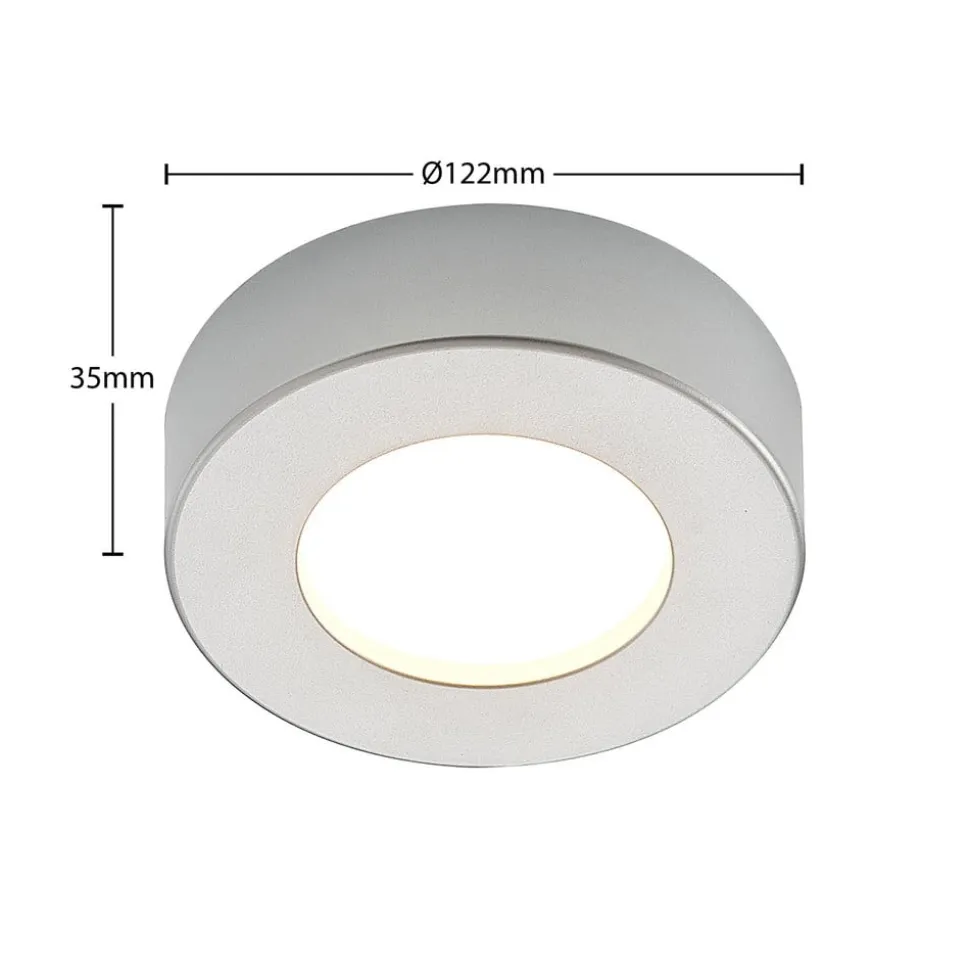 Prios LED-loftlampe Edwina, sølv, 12 cm, sæt med 2 stk