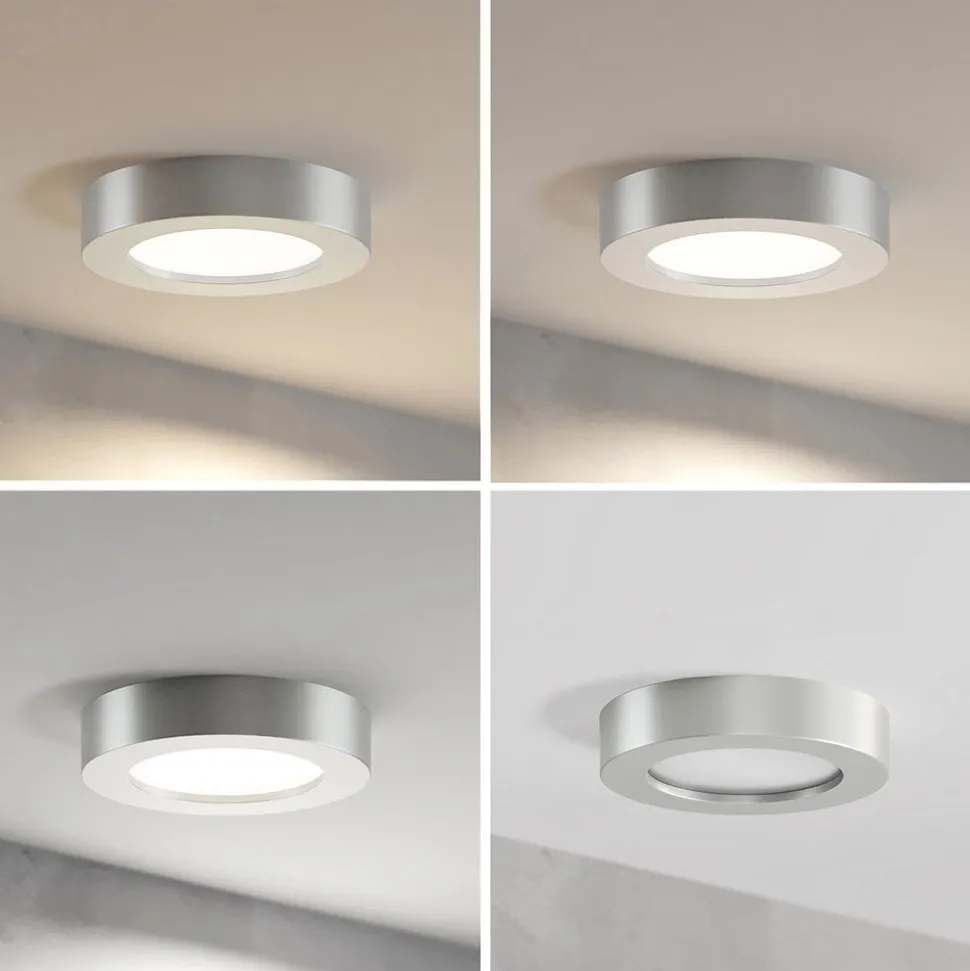 Prios LED-loftlampe Edwina, sølv, 18 cm, sæt med 3 stk